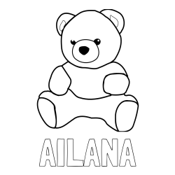 Online izdelana pobarvanka - Pobarvanka imena AILANA in pobarvanka medvedka