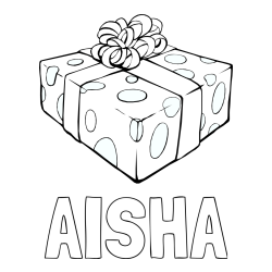 Online izdelana pobarvanka - Pobarvanka imena AISHA in božično darilo