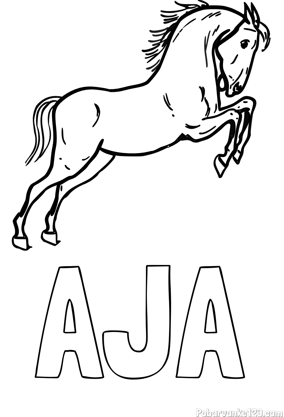 Pobarvanka imena AJA in pobarvanka konja v skoku