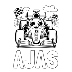 Online izdelana pobarvanka - Pobarvanka imena AJAS in otroška pobarvanka FORMULA 1