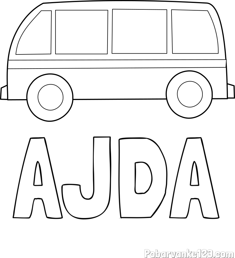 Pobarvanka imena AJDA in avtobus