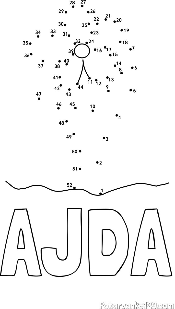 Pobarvanka imena AJDA in Črtna pobarvanka cvetlice