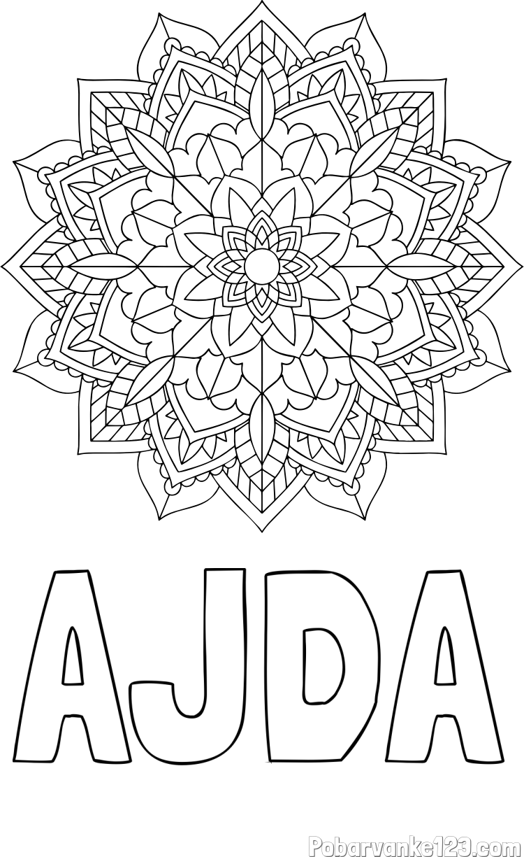 Pobarvanka imena AJDA in Čudovita pobarvanka mendale