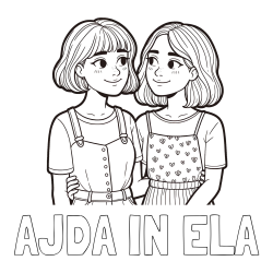 Online izdelana pobarvanka - Pobarvanka imena AJDA IN ELA in pobarvanka dveh najboljših prijateljic