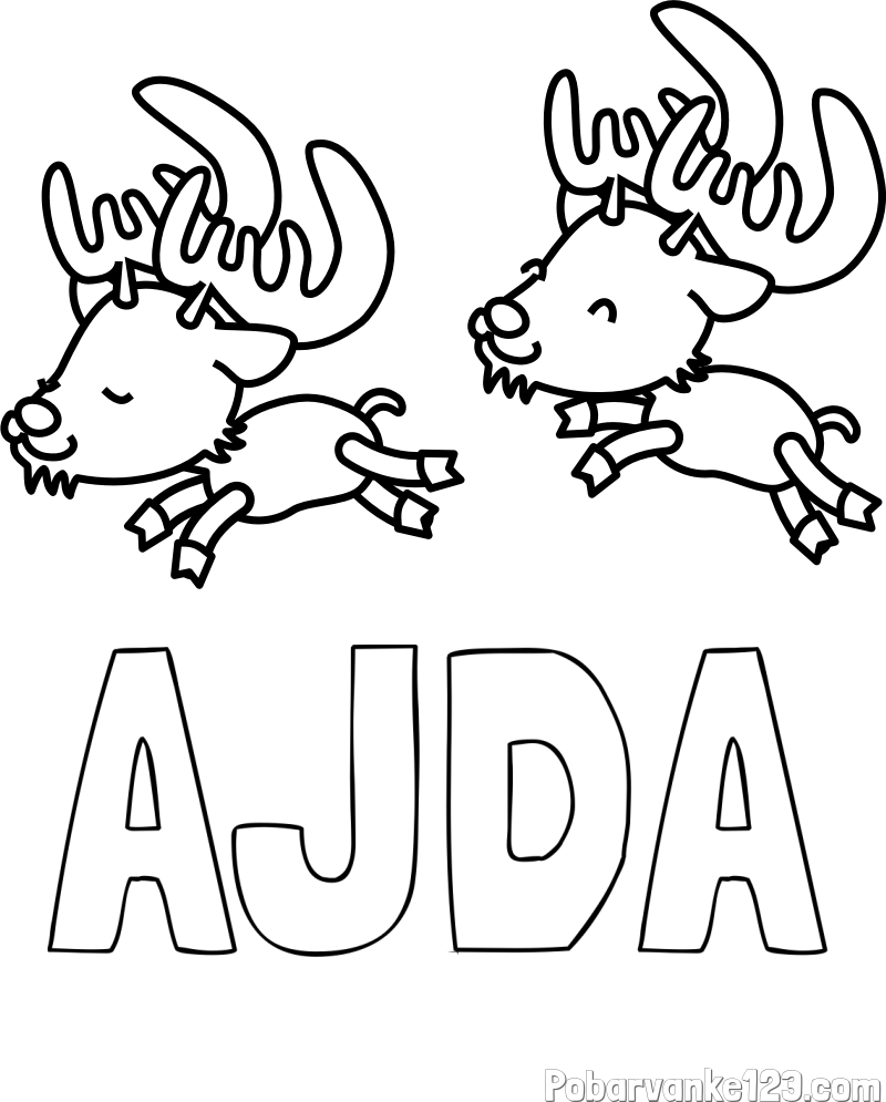 Pobarvanka imena AJDA in jelenčka