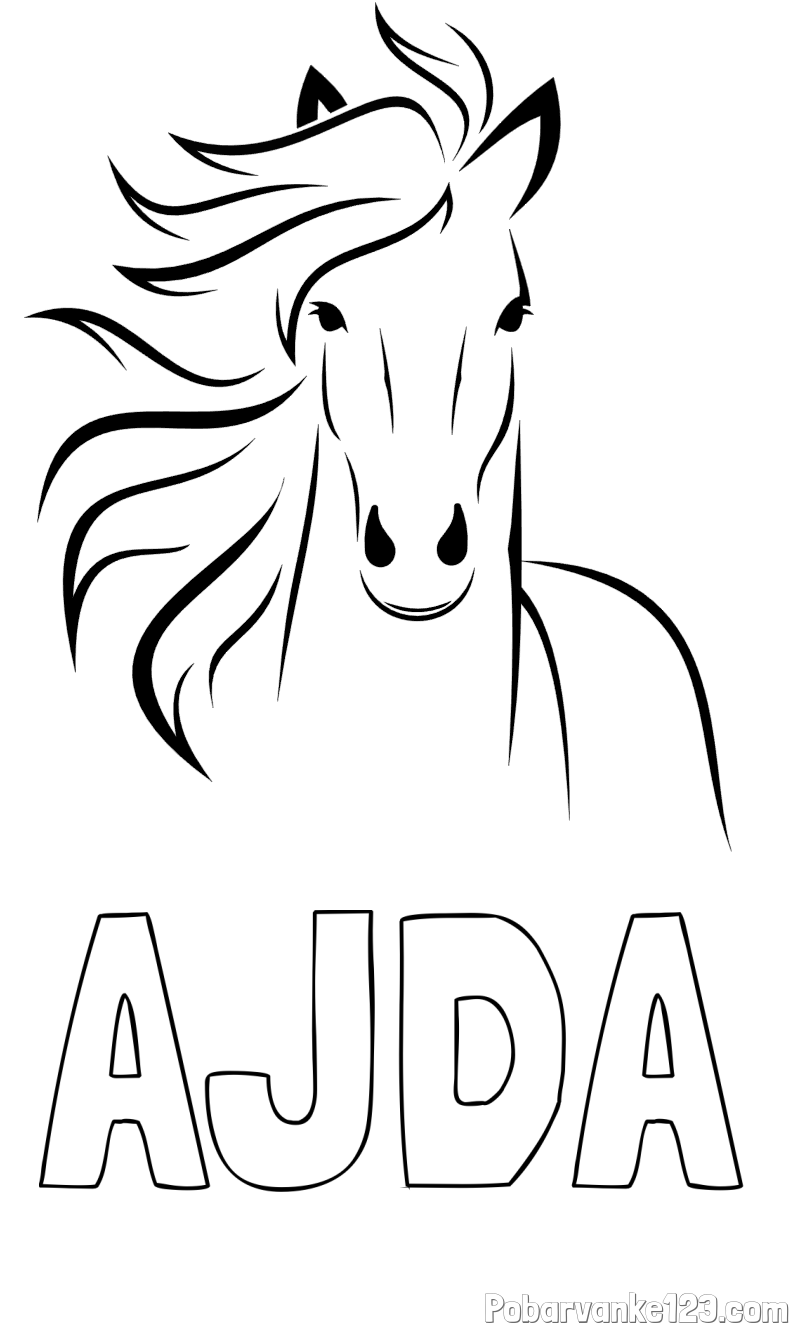 Pobarvanka imena AJDA in lepa pobarvanka konja