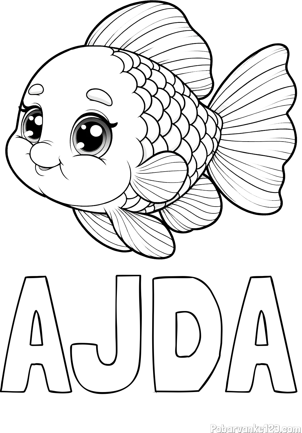 Pobarvanka imena AJDA in ljubka pobarvanka starejše ribe