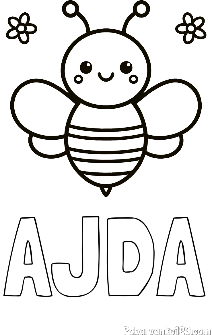 Pobarvanka imena AJDA in otroška pobarvanka čebele