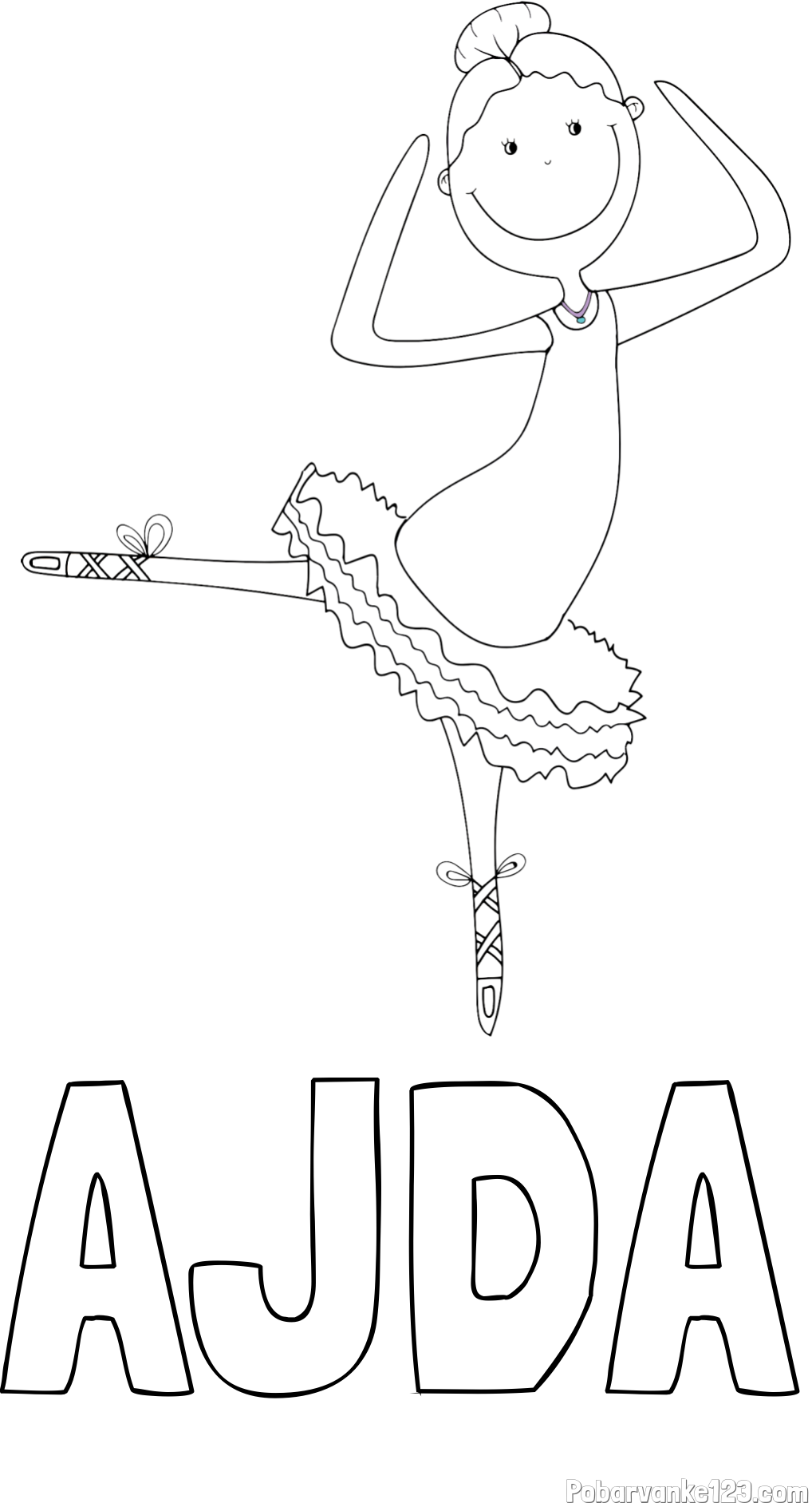 Pobarvanka imena AJDA in pobarvanka balerine