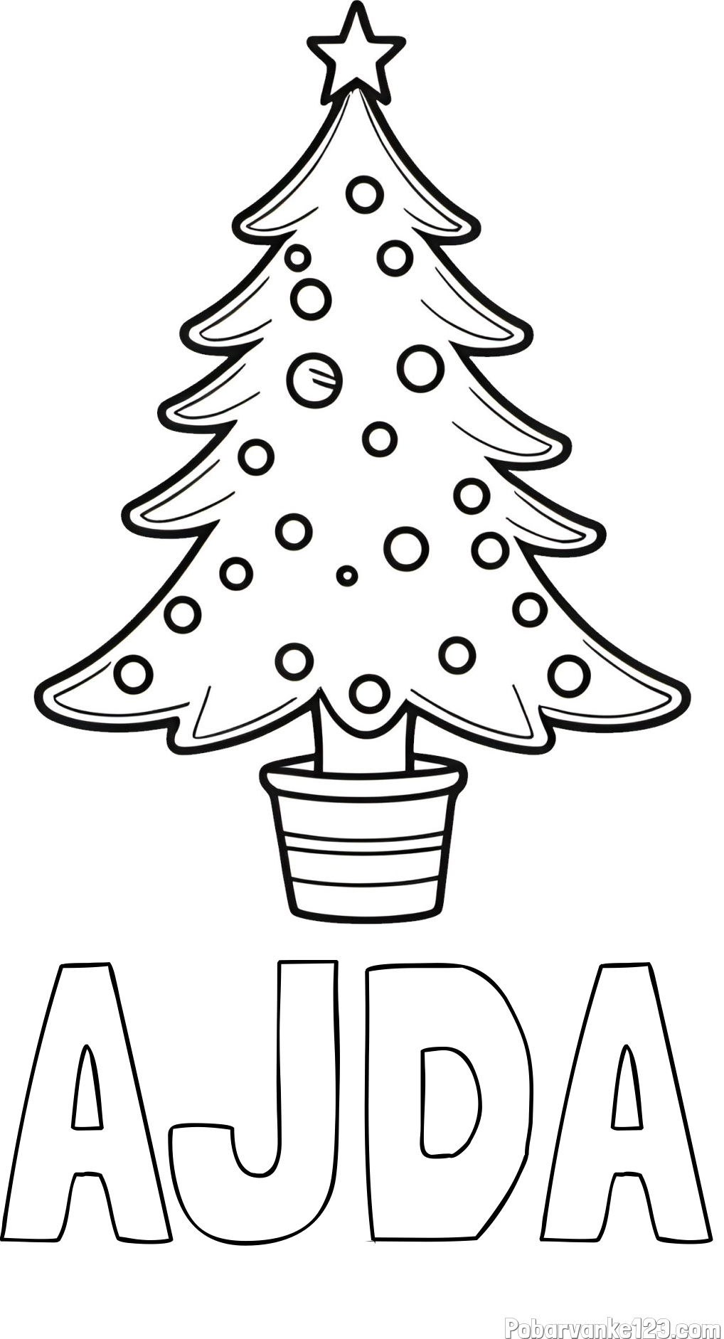 Pobarvanka imena AJDA in pobarvanka lepe božične smrečice