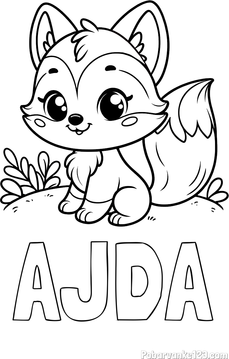 Pobarvanka imena AJDA in pobarvanka lisičke