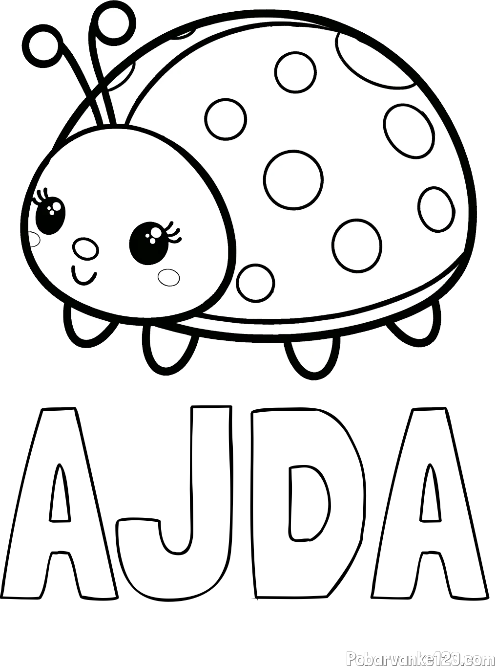 Pobarvanka imena AJDA in pobarvanka ljubke pikapolonice