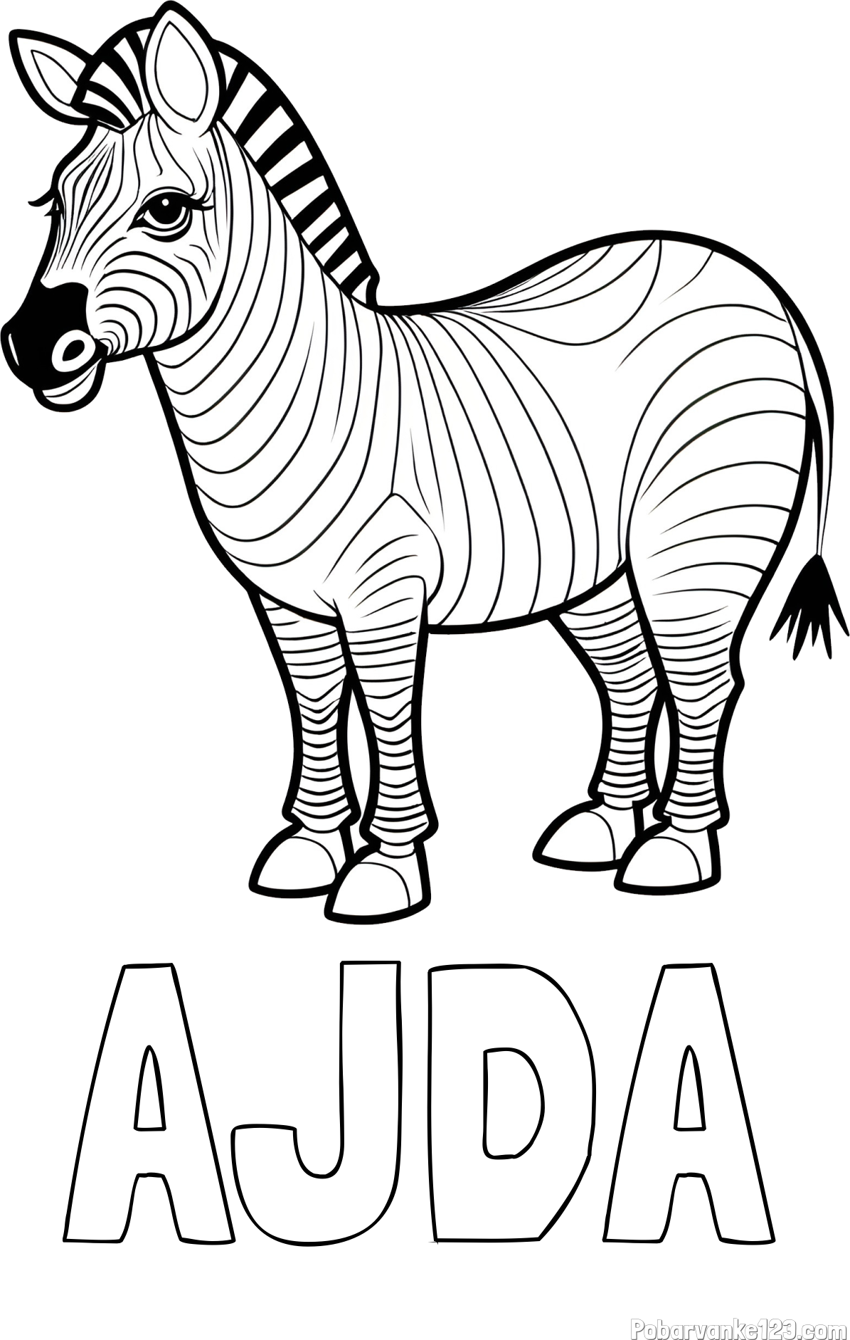 Pobarvanka imena AJDA in pobarvanka ljubke zebre
