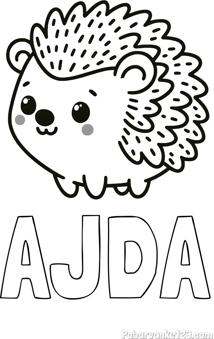 Pobarvanka imena AJDA in pobarvanka ljubkega ježka