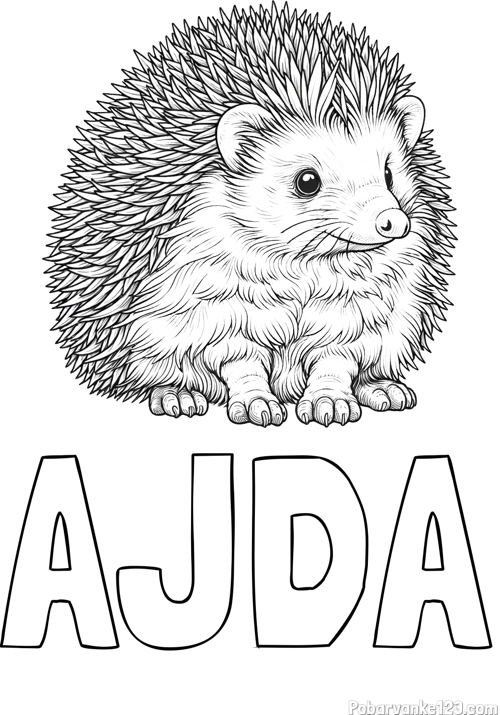 Pobarvanka imena AJDA in pobarvanka nasmejanega ježa