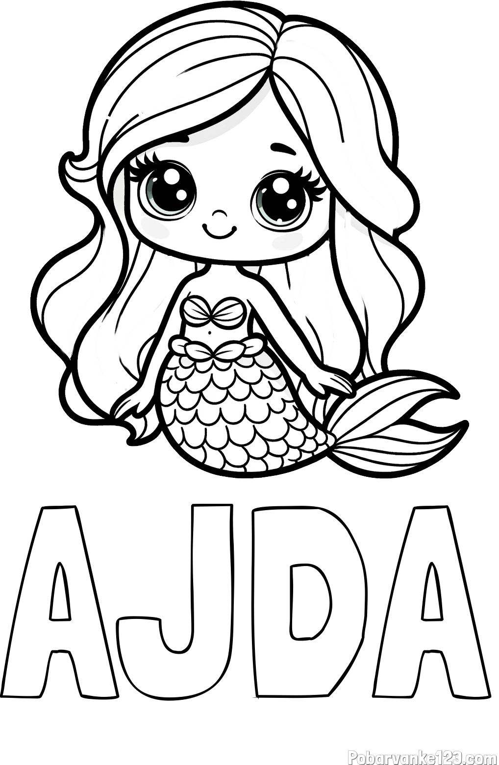 Pobarvanka imena AJDA in pobarvanka prikupne morske deklice