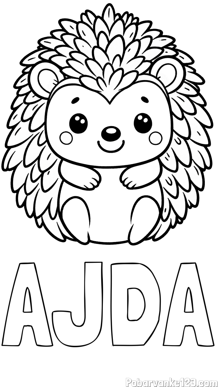 Pobarvanka imena AJDA in pobarvanka prikupnega ježa