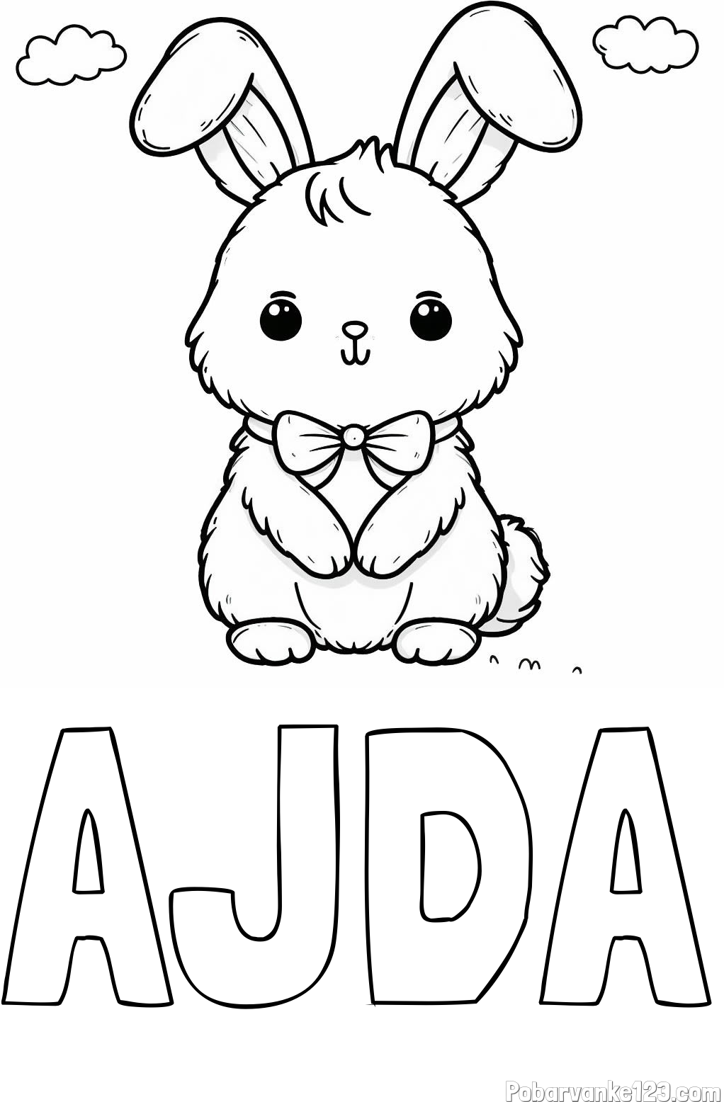 Pobarvanka imena AJDA in pobarvanka prikupnega zajčka