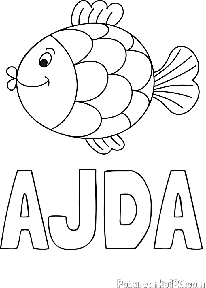 Pobarvanka imena AJDA in pobarvanka ribice