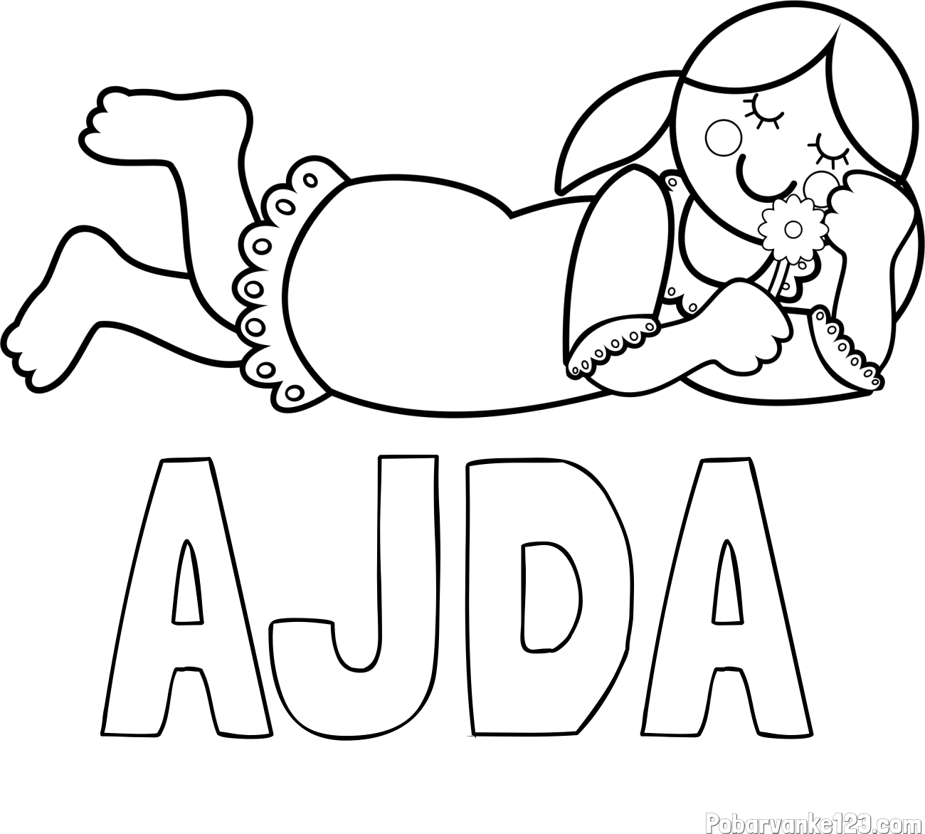 Pobarvanka imena AJDA in pobarvanka vesele punčke