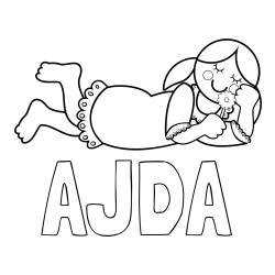 Online izdelana pobarvanka - Pobarvanka imena AJDA in pobarvanka vesele punčke