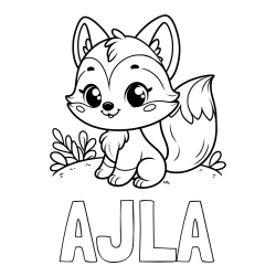 Online izdelana pobarvanka - Pobarvanka imena AJLA in pobarvanka lisičke