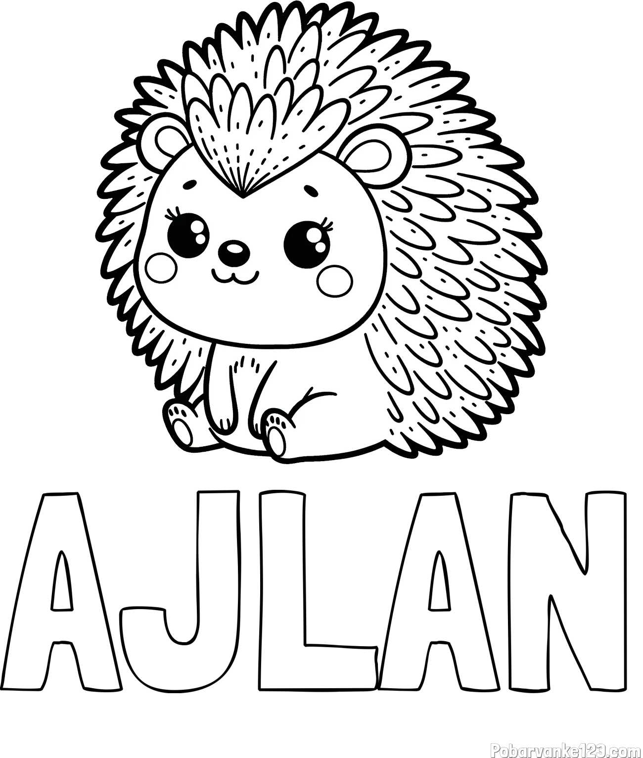 Pobarvanka imena AJLAN in pobarvanka nasmejanega ježka