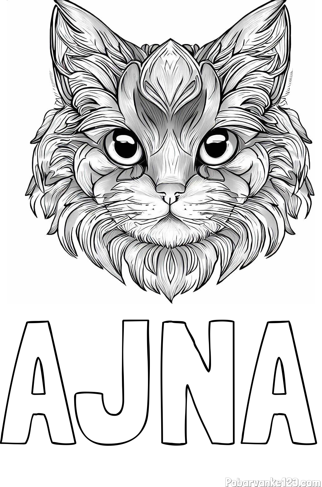 Pobarvanka imena AJNA in pobarvanka mačke