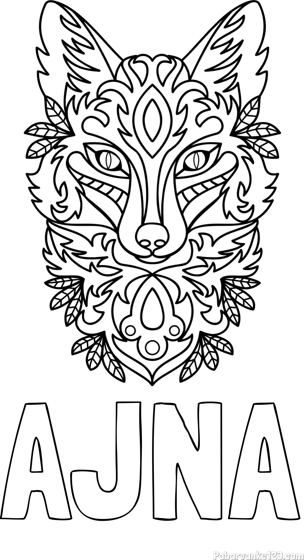 Pobarvanka imena AJNA in pobarvanka volka - mandale