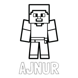 Online izdelana pobarvanka - Pobarvanka imena AJNUR in pobarvanka Minecraft figurice