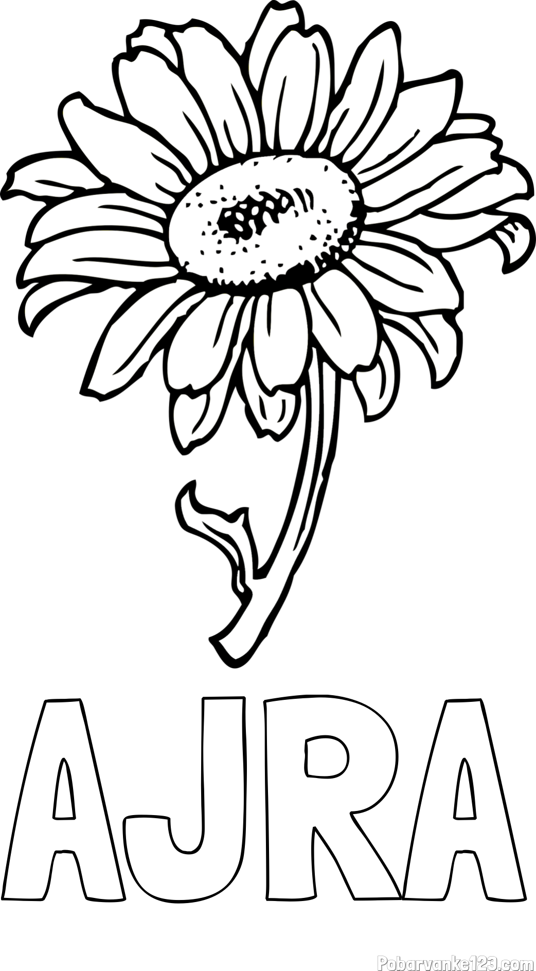 Pobarvanka imena AJRA in pobarvanka lepe sončnice