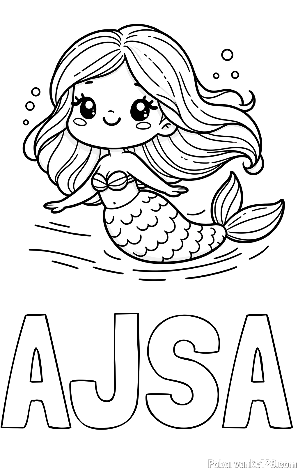 Pobarvanka imena AJŠA in pobarvanka ljubke morske deklice