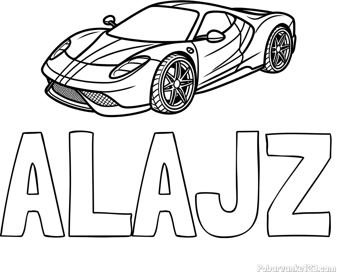 Pobarvanka imena ALAJZ in pobarvanka dirkalnega avtomobila