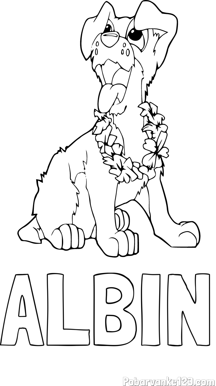 Pobarvanka imena ALBIN in pobarvanka kužka