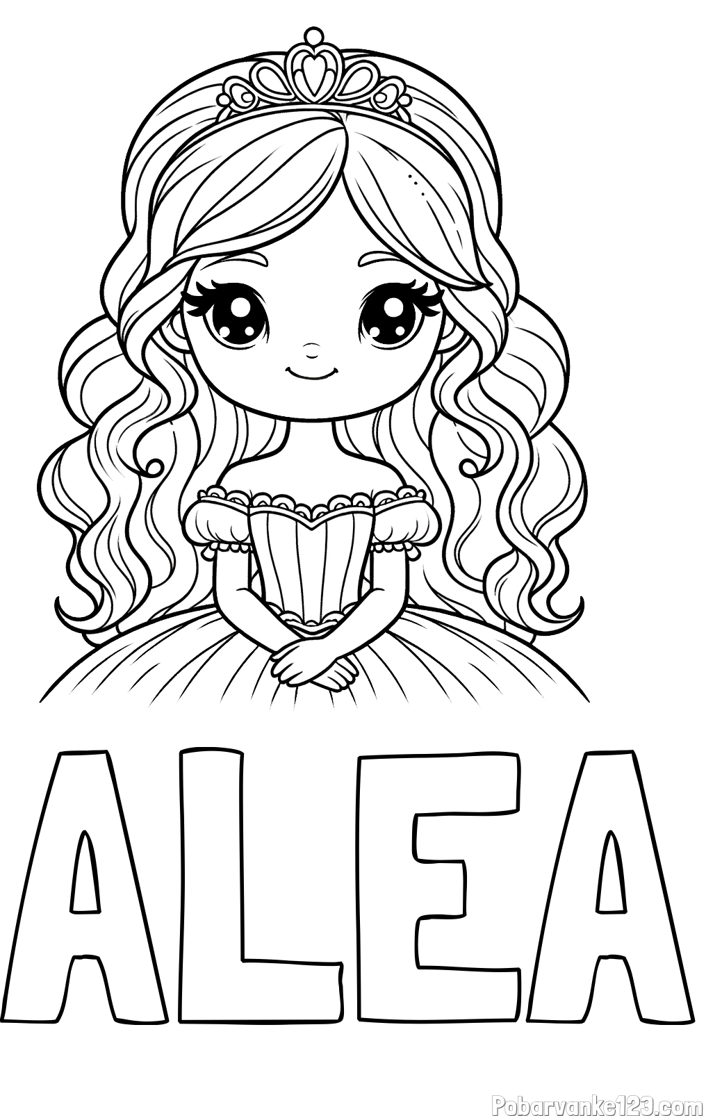 Pobarvanka imena ALEA in pobarvanka ljubke princese