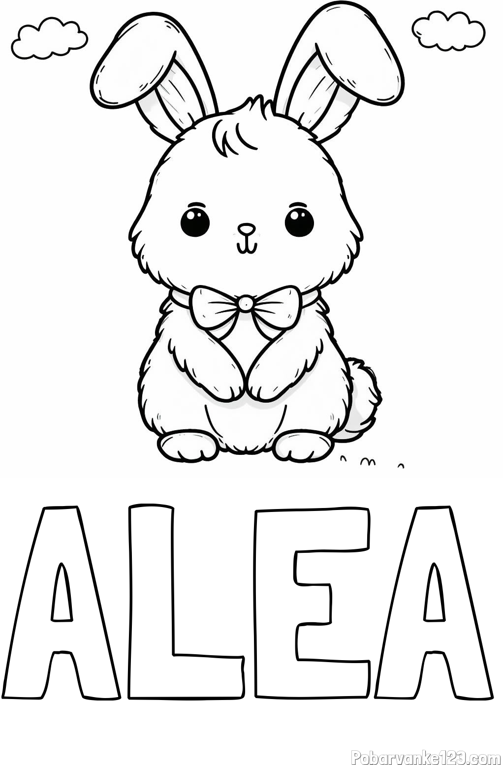 Pobarvanka imena ALEA in pobarvanka prikupnega zajčka