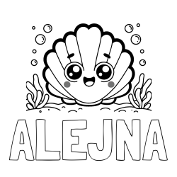 Online izdelana pobarvanka - Pobarvanka imena ALEJNA in pobarvanka nasmejane školjke