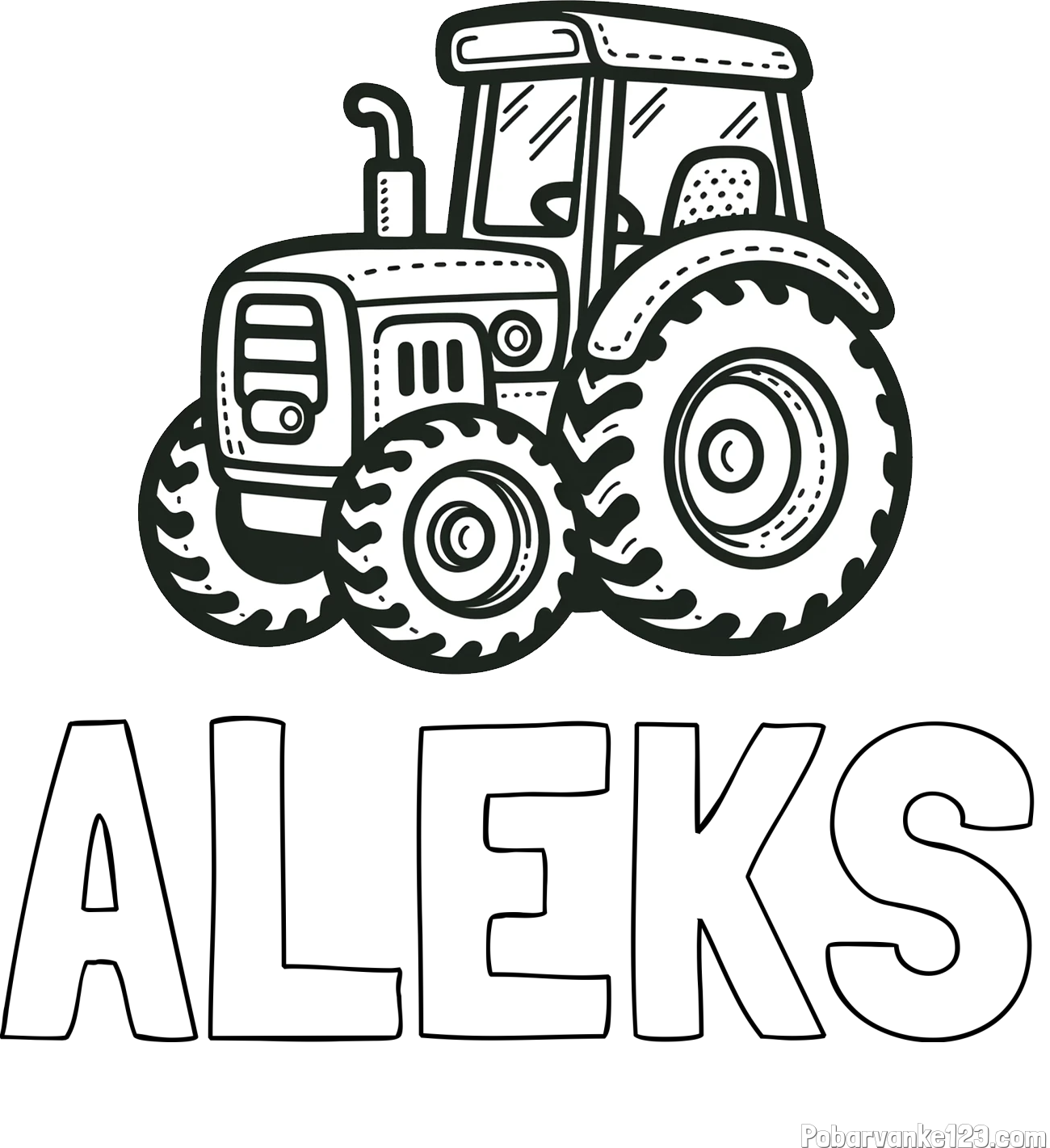 Pobarvanka imena ALEKS in pobarvanka čudovitega traktorja