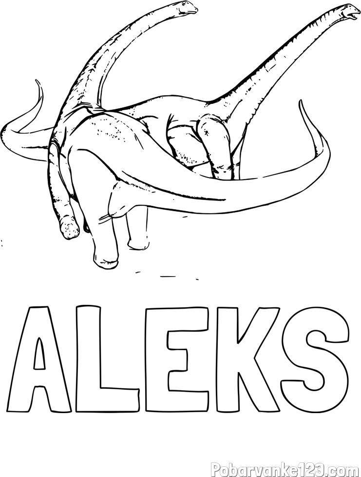 Pobarvanka imena ALEKS in pobarvanka dinozavra Alamosaurus