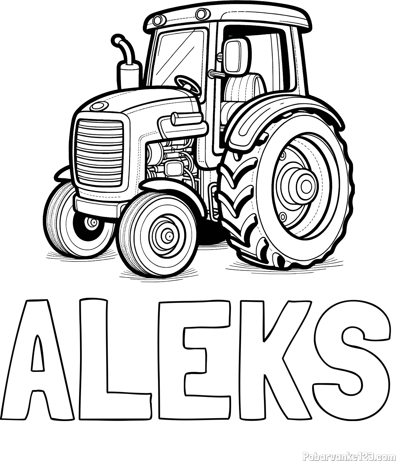 Pobarvanka imena ALEKS in pobarvanka starega, a lepega traktorja