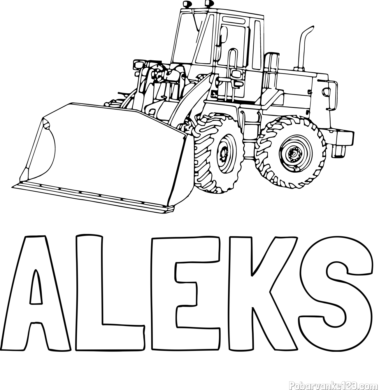 Pobarvanka imena ALEKS in pobarvanka velikega bagra