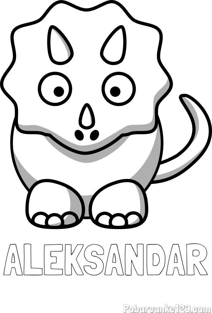 Pobarvanka imena ALEKSANDAR in pobarvanka dinozavra triceratops