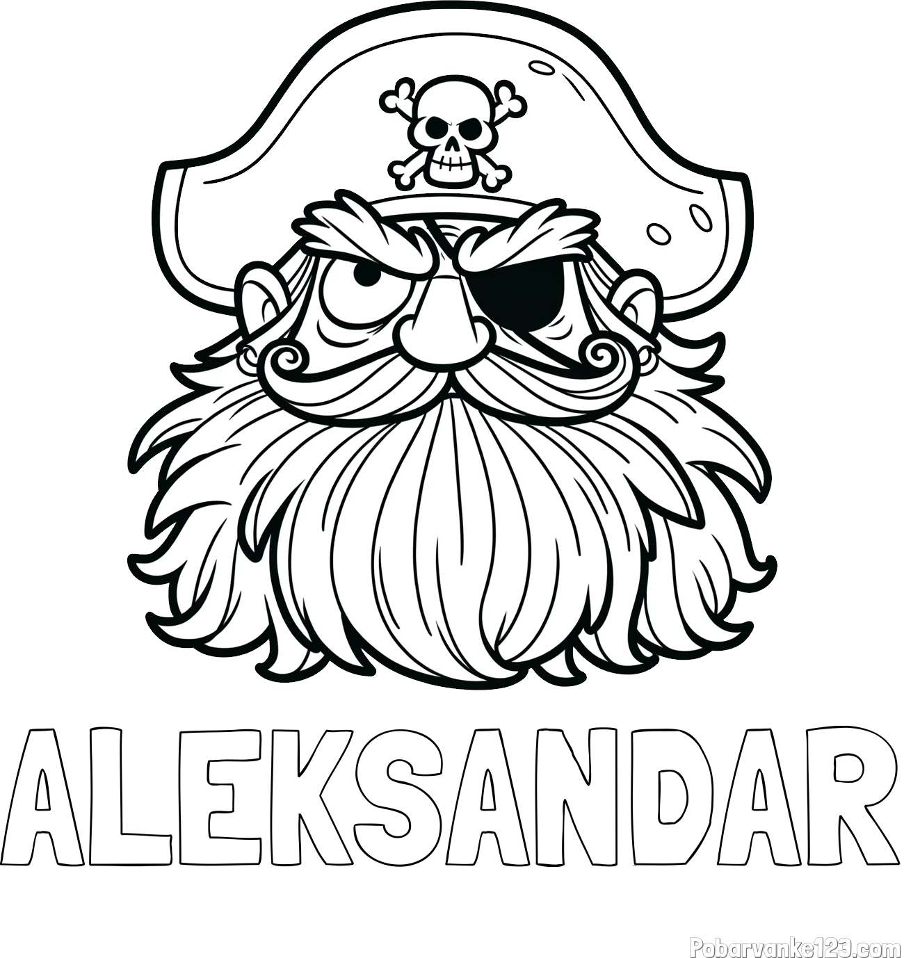 Pobarvanka imena ALEKSANDAR in pobarvanka gusarja