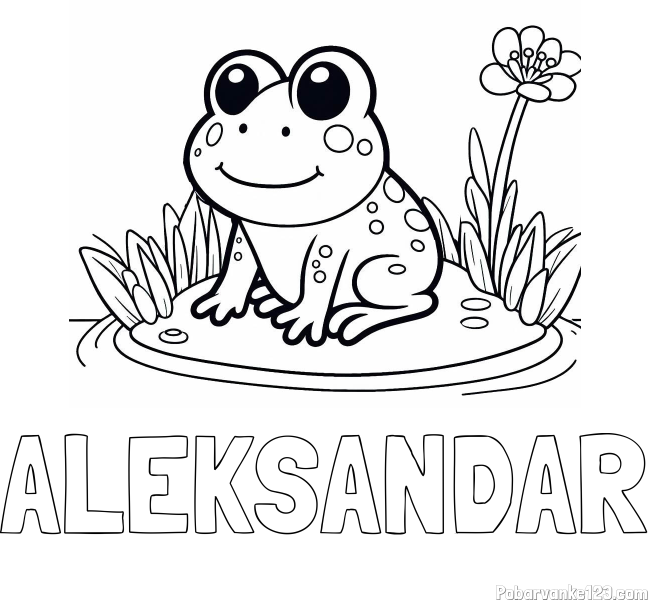 Pobarvanka imena ALEKSANDAR in pobarvanka žabe
