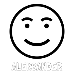 Online izdelana pobarvanka - Pobarvanka imena ALEKSANDER in pobarvanka nasmejanega smeška