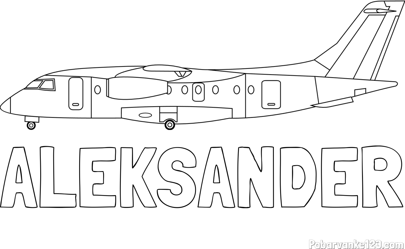 Pobarvanka imena ALEKSANDER in pobarvanka potniškega aviona