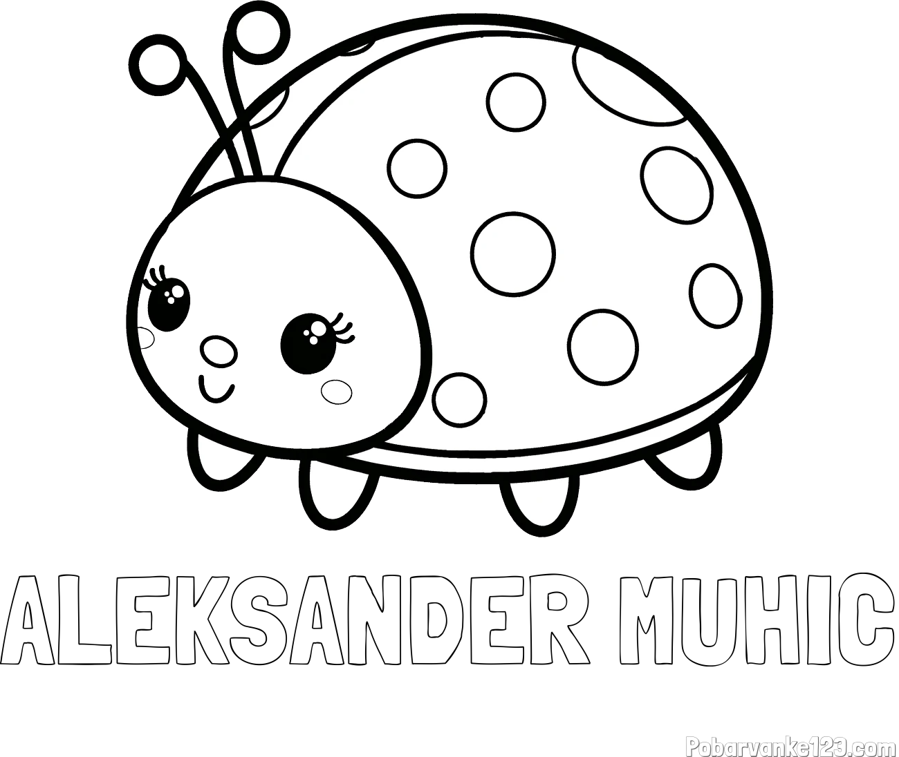 Pobarvanka imena ALEKSANDER MUHIČ in pobarvanka ljubke pikapolonice