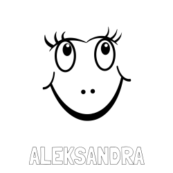 Online izdelana pobarvanka - Pobarvanka imena ALEKSANDRA in pobarvanka  prikupnega smeška