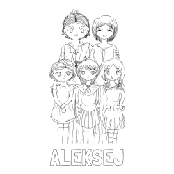 Pobarvanka imena ALEKSEJ in anime risani junaki