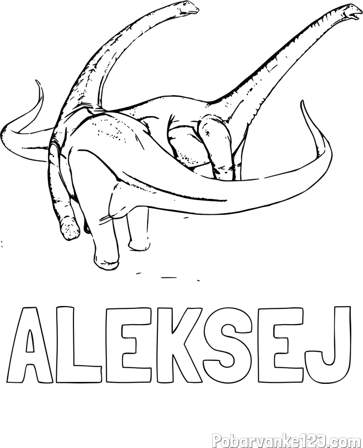 Pobarvanka imena ALEKSEJ in pobarvanka dinozavra Alamosaurus